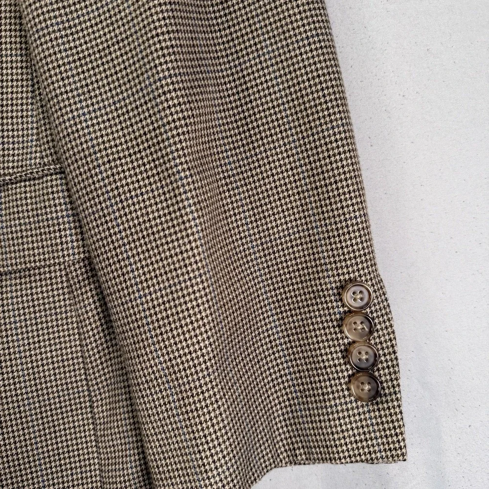 Lauren Ralph Lauren Blazer Mens 42R Two Button Houndstooth Wool Academia Gray